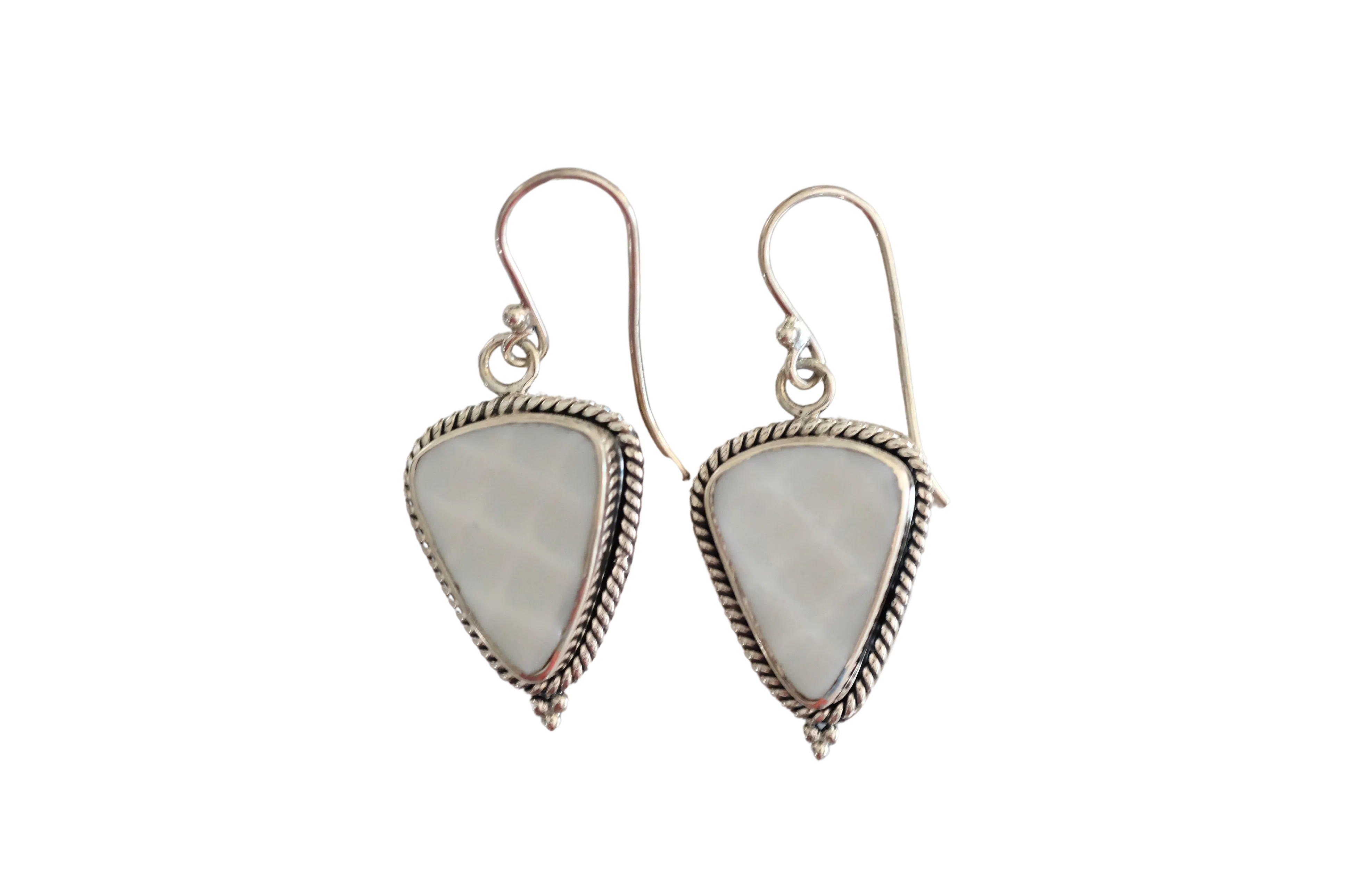 White Textured Earrings
