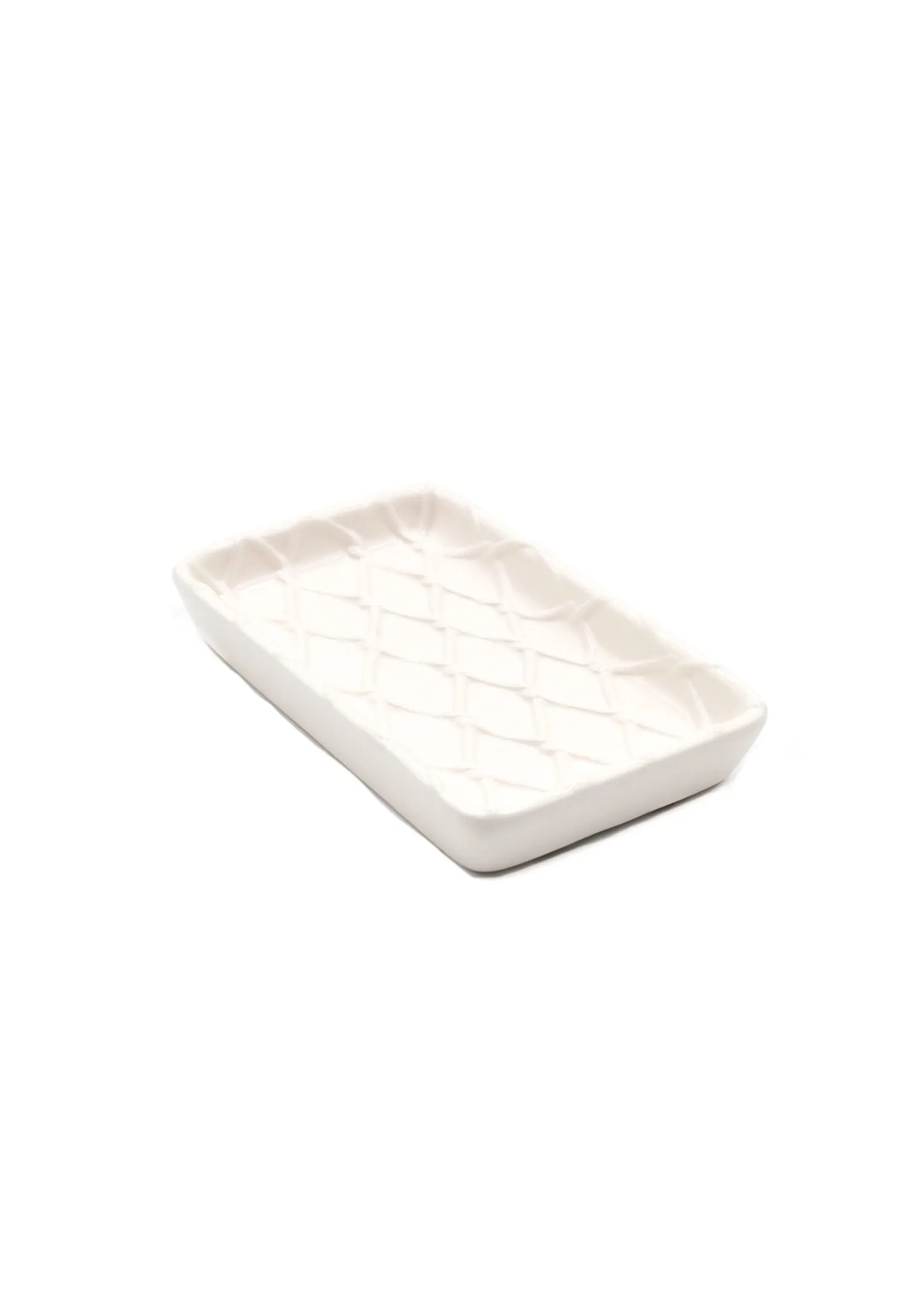 WHITE TEXTURED SOAP DISH