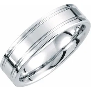White Tungsten 6 mm Grooved Band Size 7