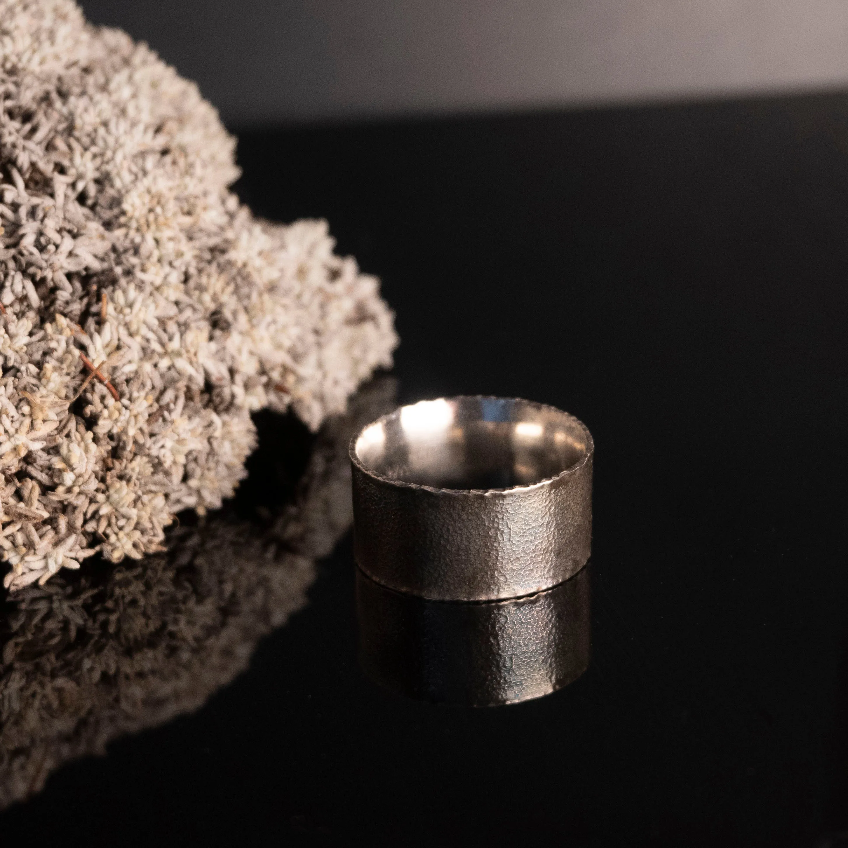 Wide Band Textured Ring