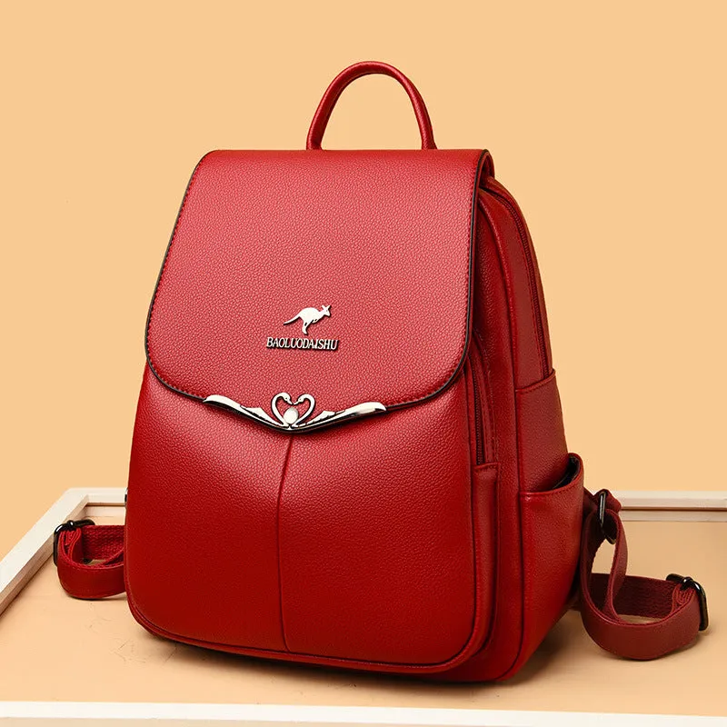 Women's Authentic Leather Tactile Feel Soft Multipurpose Backpacks