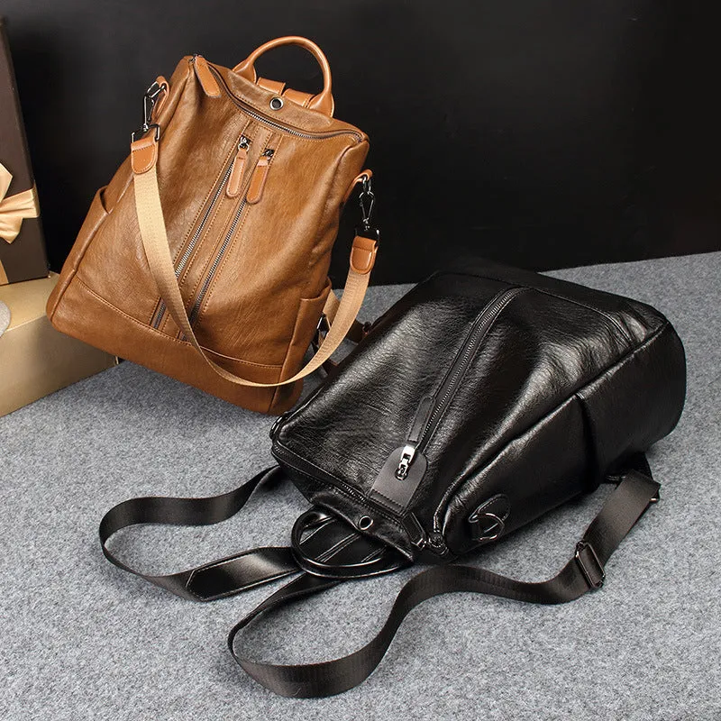 Women's Korean Soft Leather Simple Fashion Backpacks
