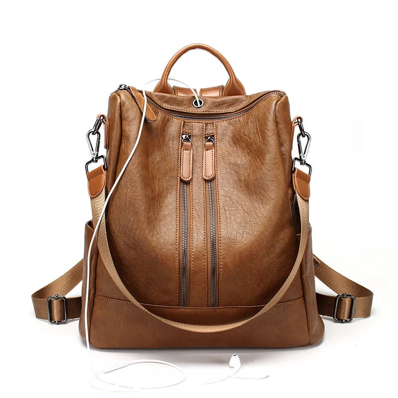 Women's Korean Soft Leather Simple Fashion Backpacks
