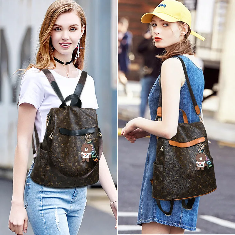 Women's Korean Style Fashionable Soft Leather Personalized And Backpacks