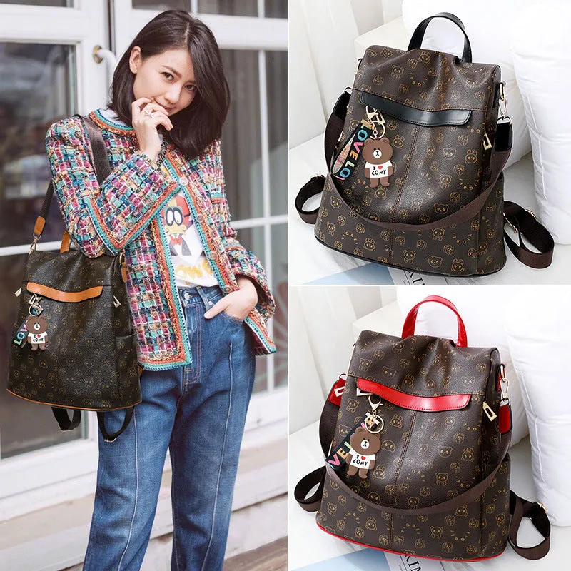 Women's Korean Style Fashionable Soft Leather Personalized And Backpacks