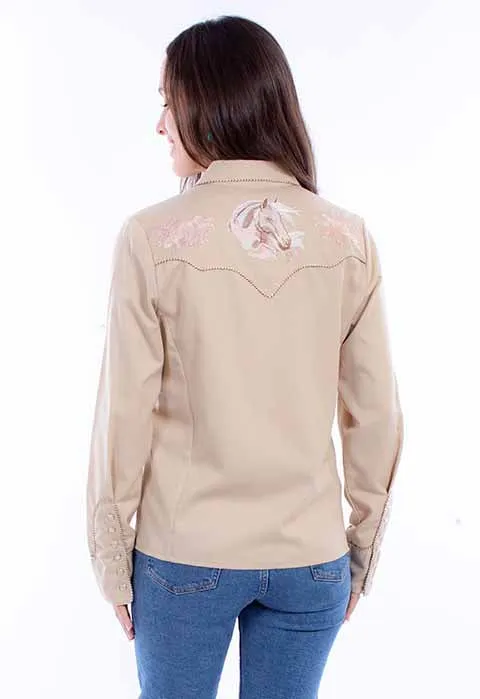 Women's Vintage Western Shirt Collection: Horse and Rose