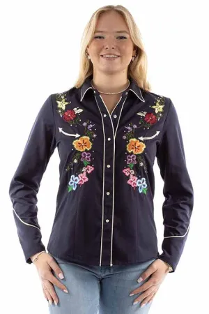 Women's Vintage Western Shirt Collection: Scully Navy Floral