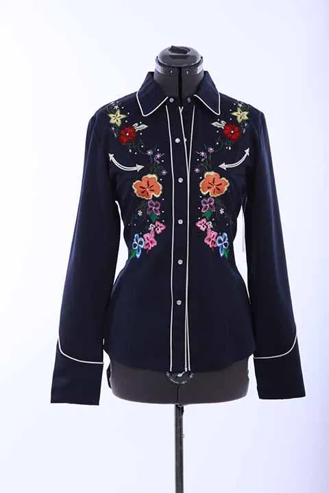 Women's Vintage Western Shirt Collection: Scully Navy Floral