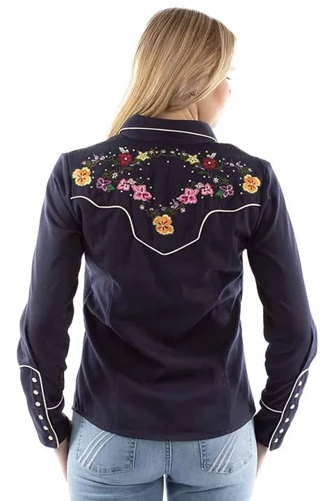 Women's Vintage Western Shirt Collection: Scully Navy Floral