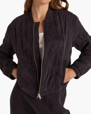 WYNTER QUILTED BOMBER IN BLACK