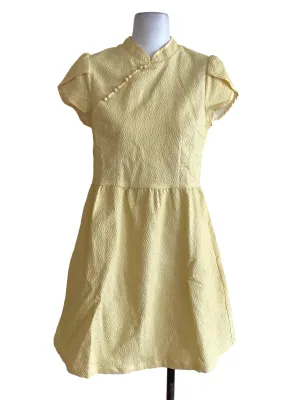 Yellow Textured A Line Dress