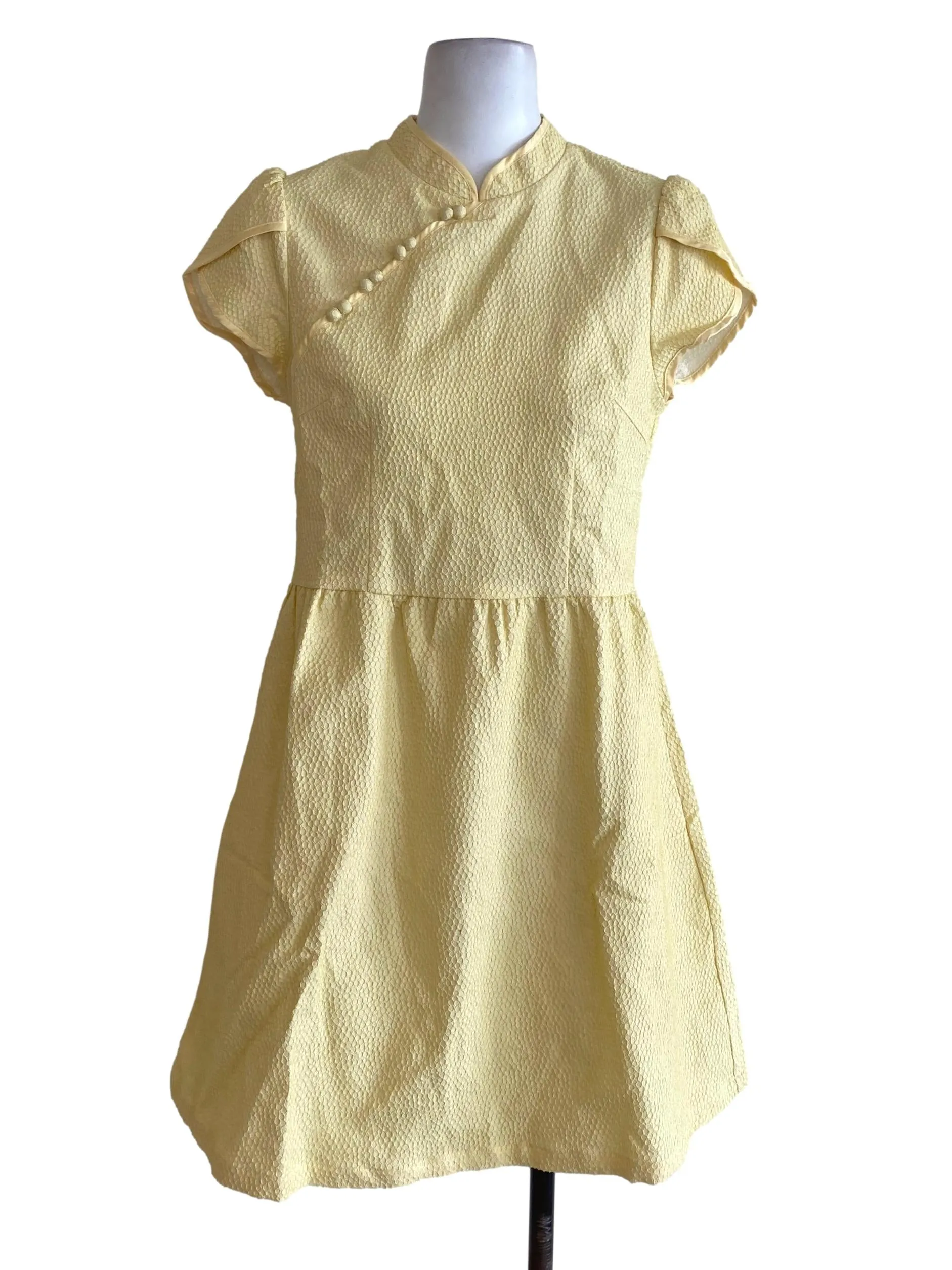 Yellow Textured A Line Dress
