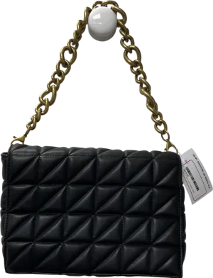 ZARA Black Quilted Shoulder Bag With Chain One Size