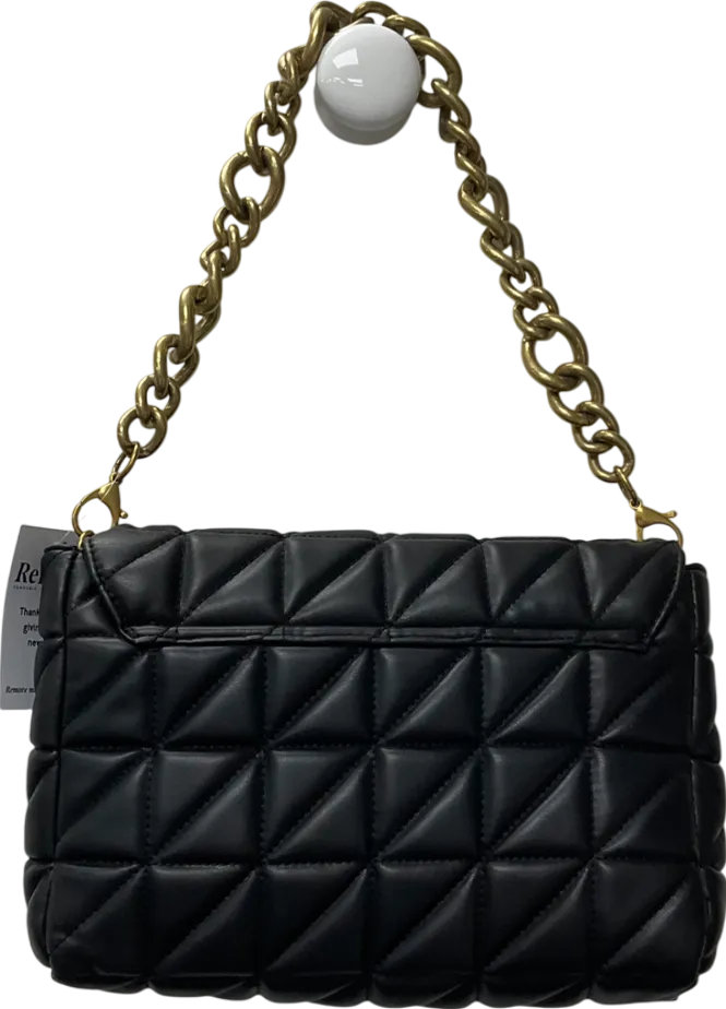 ZARA Black Quilted Shoulder Bag With Chain One Size