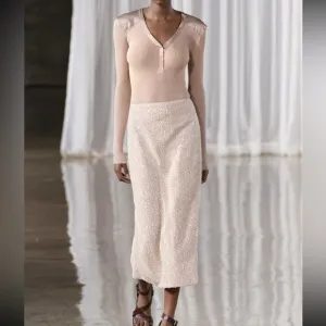 Zara sequins midi shimmery skirt, high waist, neutral