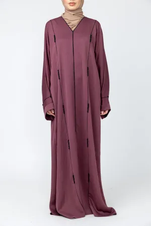 Zoya Embellished Piping Abaya - Rose